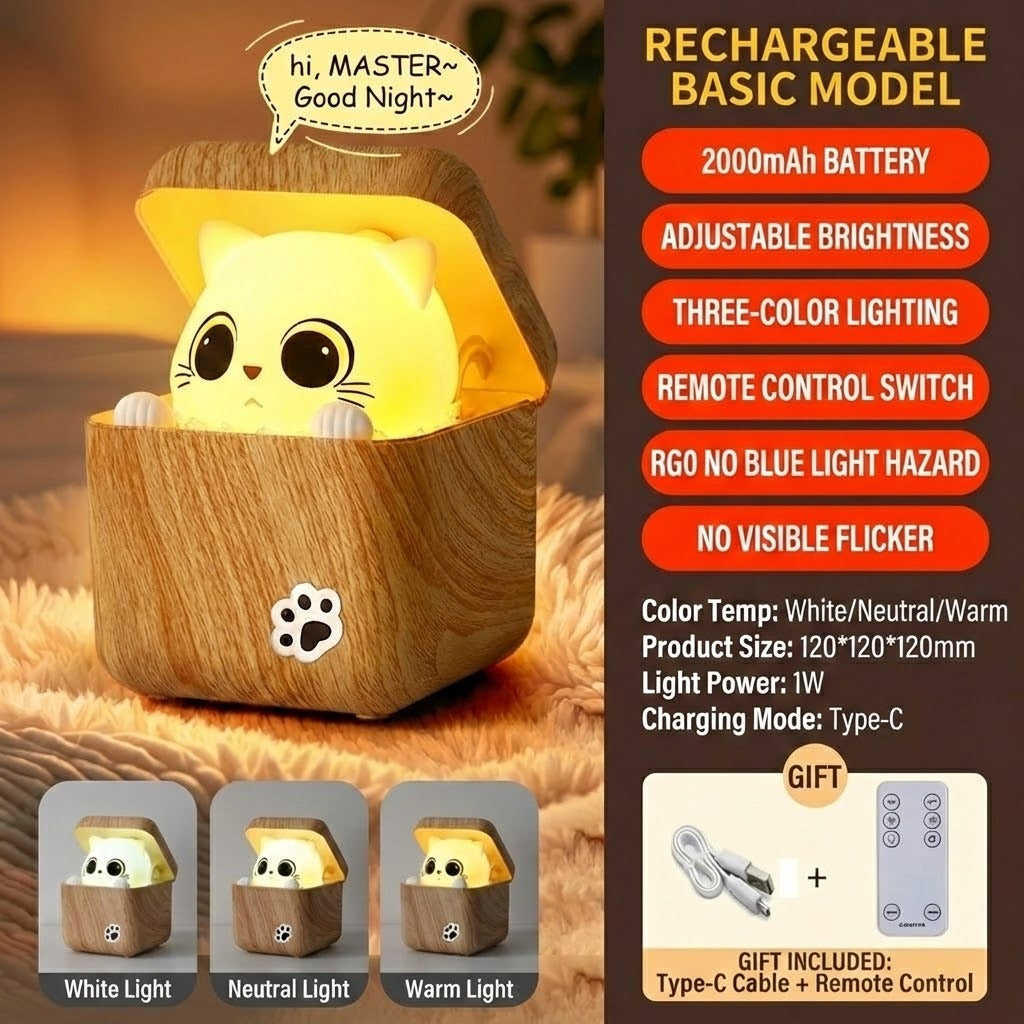 Süße Peekaboo Katze Holz Nachtlicht Lampe | Brehn