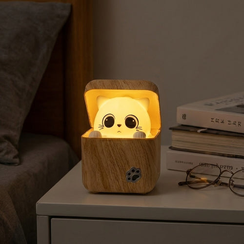 Süße Peekaboo Katze Holz Nachtlicht Lampe | Brehn