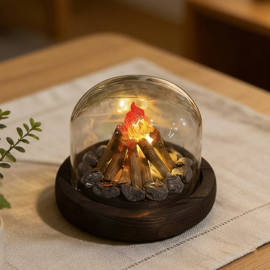 Mini Lagerfeuer Flamme Glasdome Nachttischlampe