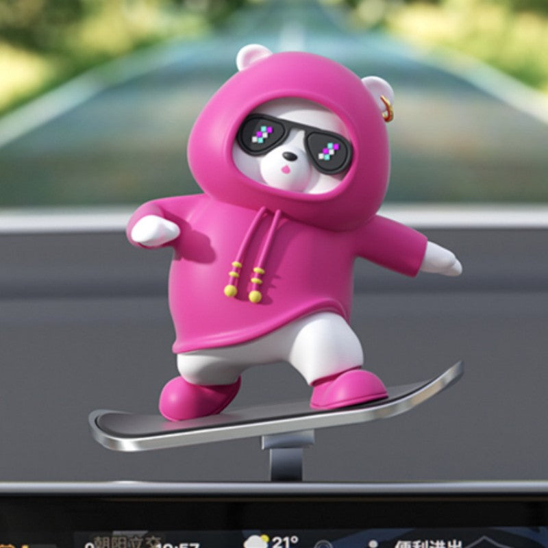 Brehn | Auto-Montierter Cartoon Skateboardender Bär Rutsch Ornament