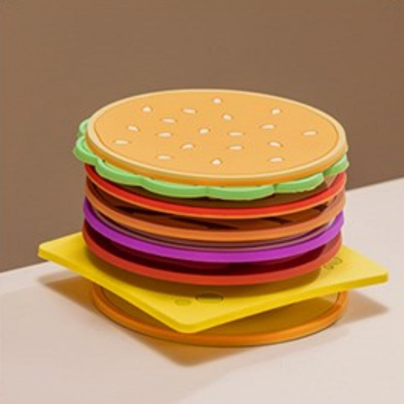 Brehn | Kreatives Schichtdesign Burger-förmiges isoliertes Untersetzer-Set