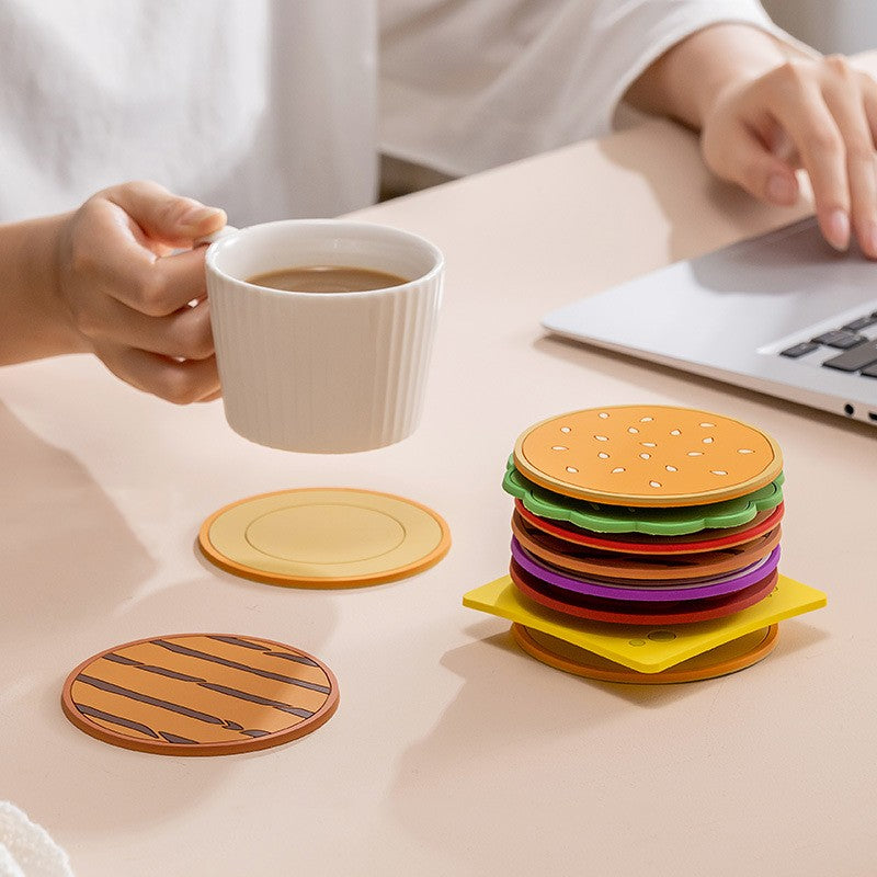 Brehn | Kreatives Schichtdesign Burger-förmiges isoliertes Untersetzer-Set