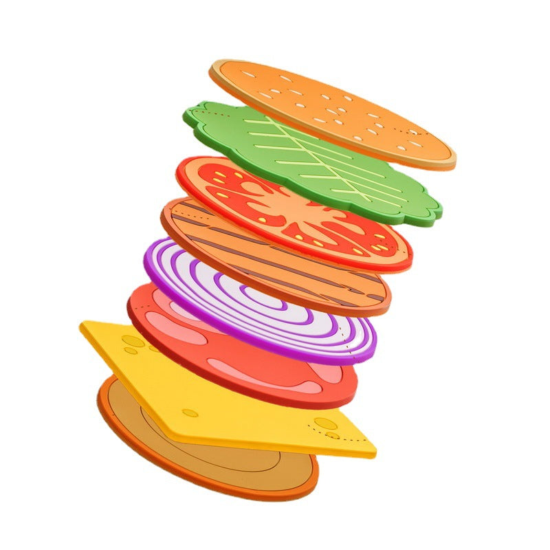Brehn | Kreatives Schichtdesign Burger-förmiges isoliertes Untersetzer-Set