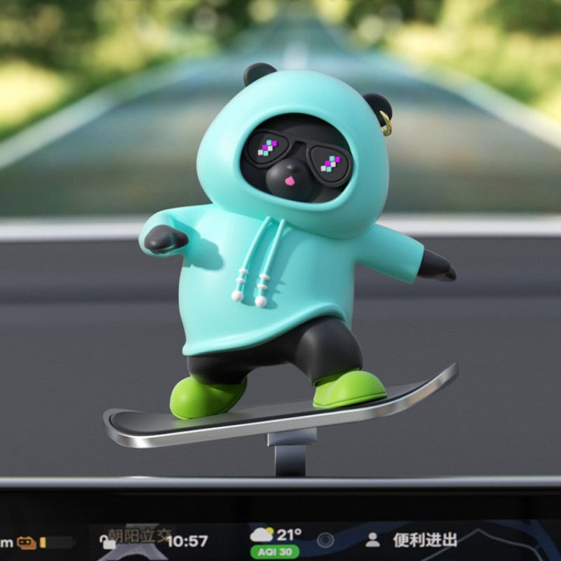 Brehn | Auto-Montierter Cartoon Skateboardender Bär Rutsch Ornament
