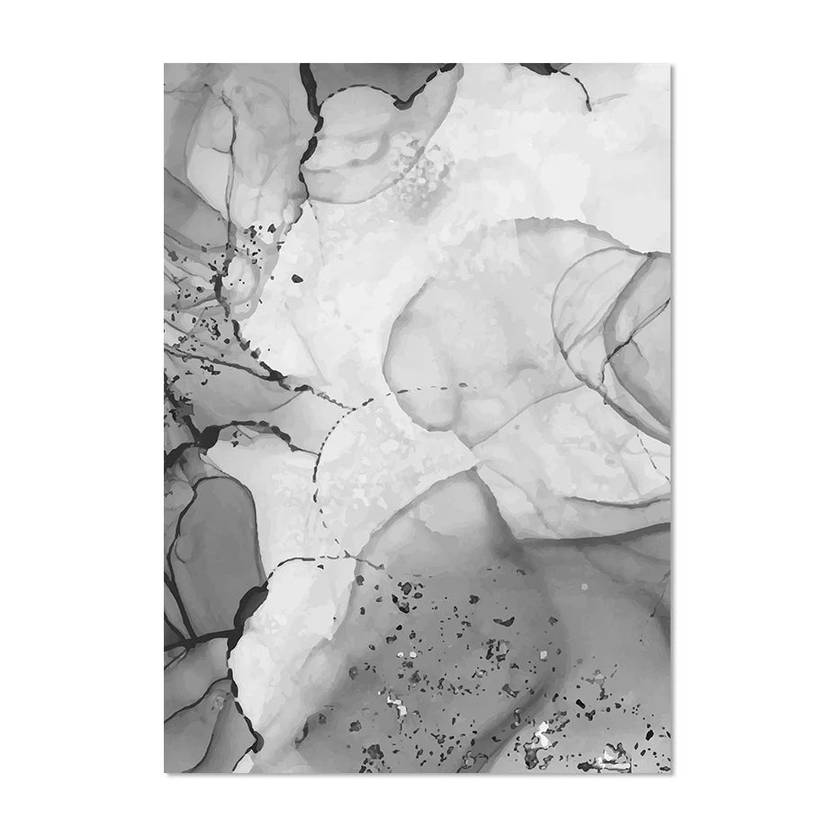Moderne graue flüssige Marmor-Print Wandkunst feine Kunst Leinwanddrucke abstrakte schwarz-weiße Posterbilder für Wohnzimmer Home Office Kunst Dekor | Brehn