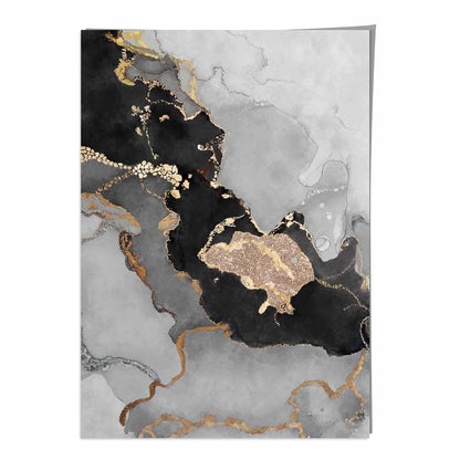 Abstraktes Kunstposter Nr. 3 in Schwarz, Grau und Gold