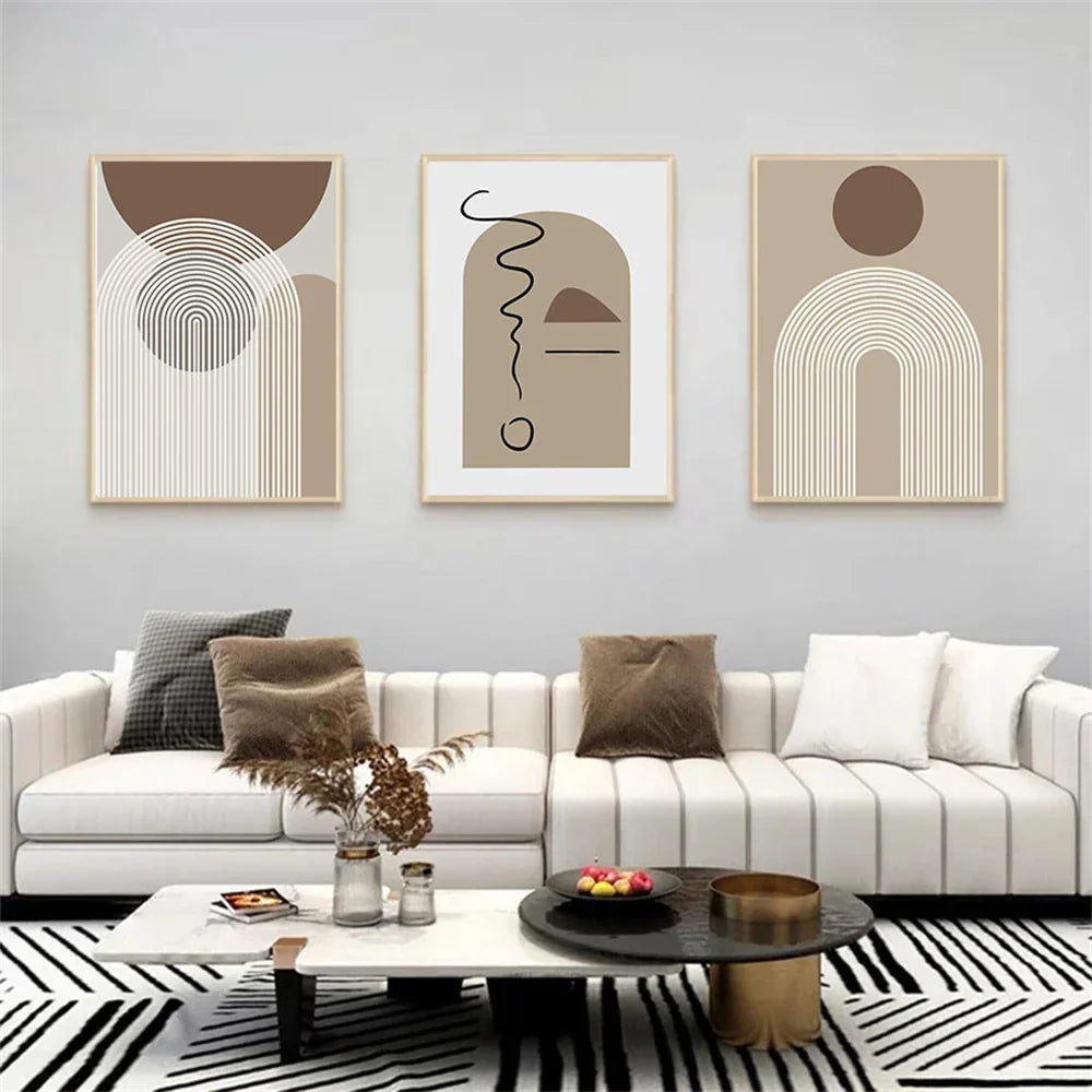 Abstract Beige Brown Minimalistische Geometrische Wandkunst Fein Kunstleinwand Drucke Bilder Für Modernes Wohnzimmer Esszimmer Kunst Für Zeitgenössische Heimdekoration