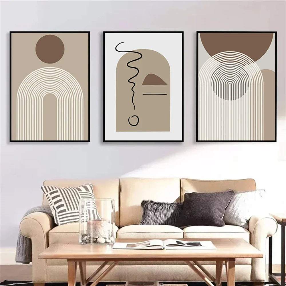 Abstract Beige Brown Minimalistische Geometrische Wandkunst Fein Kunstleinwand Drucke Bilder Für Modernes Wohnzimmer Esszimmer Kunst Für Zeitgenössische Heimdekoration