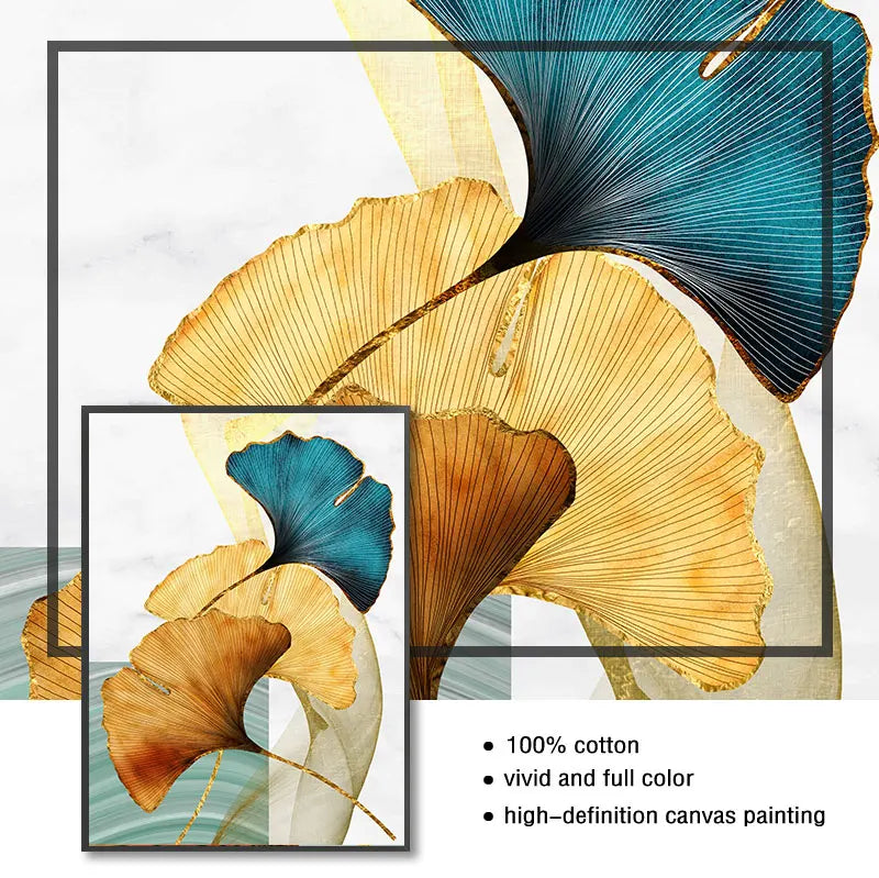 Abstrakte exotische botanische Wandkunst Fine Art Leinwanddrucke Blau Grün Gelb Blumenbilder für Wohnzimmer Schlafzimmer leicht luxuriöse Wohnkultur