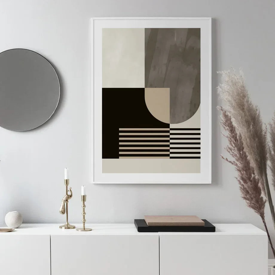 Abstrakte geometrische Farbfelder Wandkunst Fine Art Leinwanddrucke neutrale Farben Bilder für moderne Wohnzimmer Kunst für zeitgenössische Interieurs