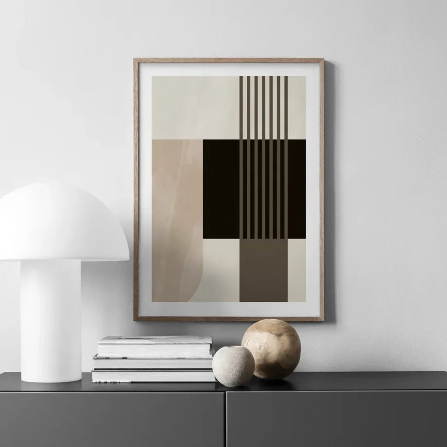 Abstrakte geometrische Farbfelder Wandkunst Fine Art Leinwanddrucke neutrale Farben Bilder für moderne Wohnzimmer Kunst für zeitgenössische Interieurs