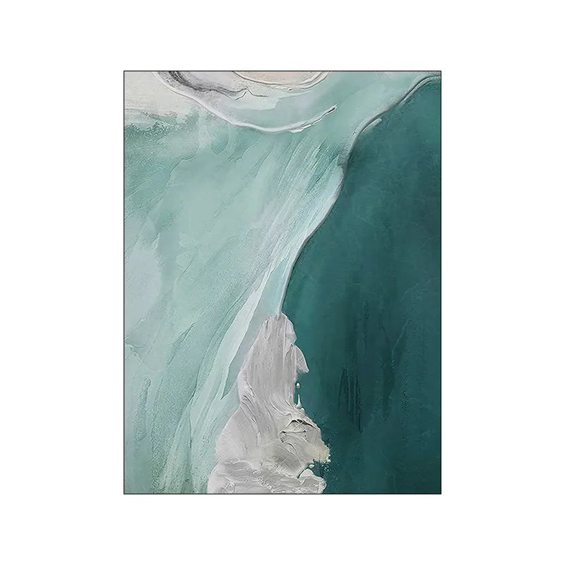 Abstrakte grüne Aqua sandige Strand-Seascape-Wandkunst Fine Art Leinwanddrucke Bilder für moderne Wohnung Wohnzimmer Schlafzimmer Kunstdekoration