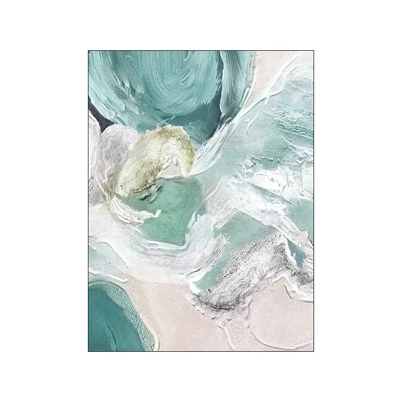 Abstrakte grüne Aqua sandige Strand-Seascape-Wandkunst Fine Art Leinwanddrucke Bilder für moderne Wohnung Wohnzimmer Schlafzimmer Kunstdekoration