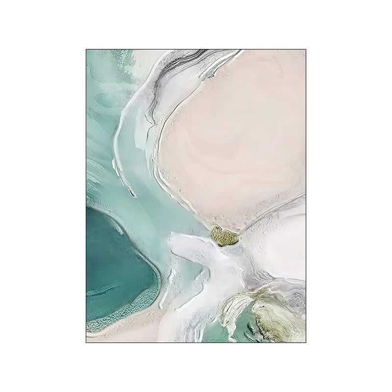 Abstrakte grüne Aqua sandige Strand-Seascape-Wandkunst Fine Art Leinwanddrucke Bilder für moderne Wohnung Wohnzimmer Schlafzimmer Kunstdekoration