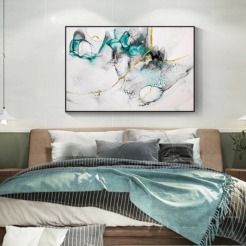 Jade Grün Grau Golden Marmor Druck Abstrakte Wandkunst Feine Kunst Leinwanddrucke Bilder Für Modernes Wohnzimmer Home Office Kunst Dekor