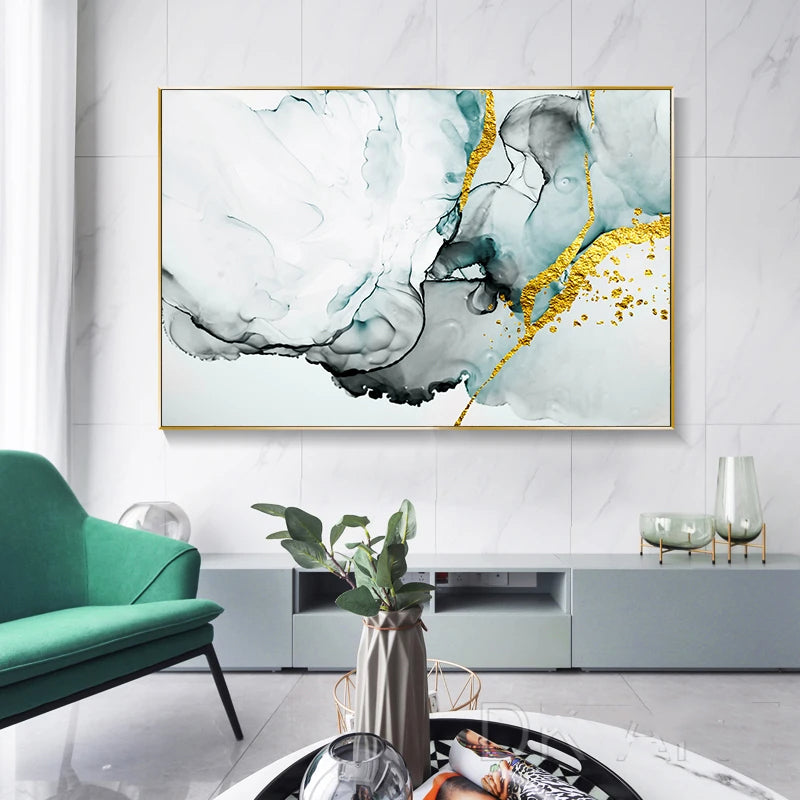 Jade Grün Grau Golden Marmor Druck Abstrakte Wandkunst Feine Kunst Leinwanddrucke Bilder Für Modernes Wohnzimmer Home Office Kunst Dekor