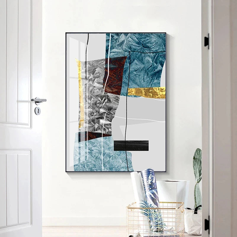 Abstrakte Minimalistische Blaue Nordische Eis Geometrische Wandkunst Fine Art Leinwanddrucke Poster Bilder Für Moderne Wohnung Wohnzimmer Kunst Dekor | Brehn