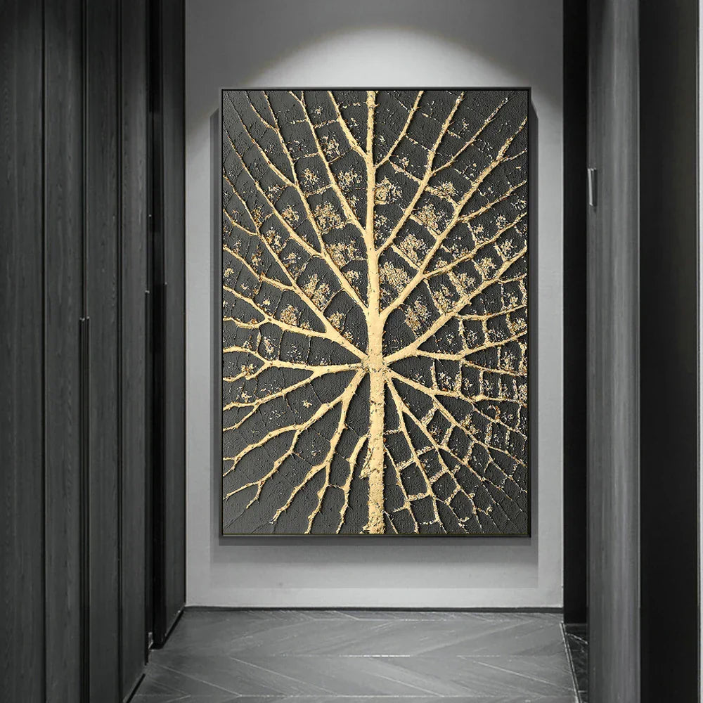 Abstrakte Vintage Organische Gold Schwarze Wandkunst Fine Art Leinwanddrucke Moderne Bilder Für Wohnzimmer Esszimmer Eingang Foyer Kunst