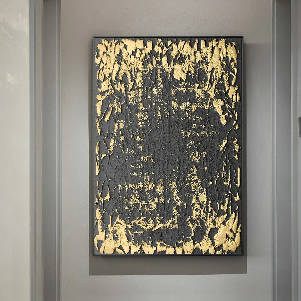 Abstrakte Vintage Organische Gold Schwarze Wandkunst Fine Art Leinwanddrucke Moderne Bilder Für Wohnzimmer Esszimmer Eingang Foyer Kunst