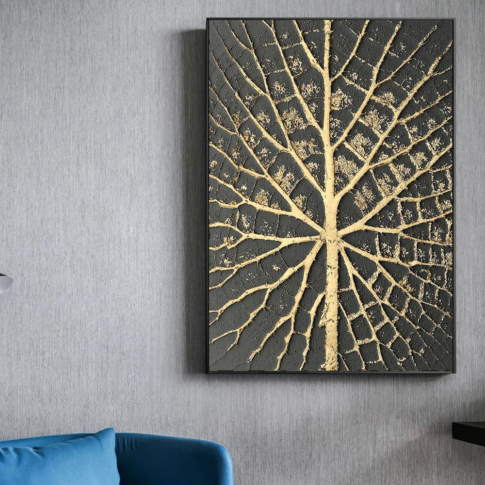 Abstrakte Vintage Organische Gold Schwarze Wandkunst Fine Art Leinwanddrucke Moderne Bilder Für Wohnzimmer Esszimmer Eingang Foyer Kunst