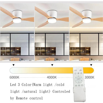 42/52 Zoll Deckenventilatoren mit LED-Lichtern - 3 Farben, 6 Geschwindigkeiten DC-Motor, Fernbedienung, niedrige Boden-Decorative Ventilatoren mit Beleuchtung | Brehn