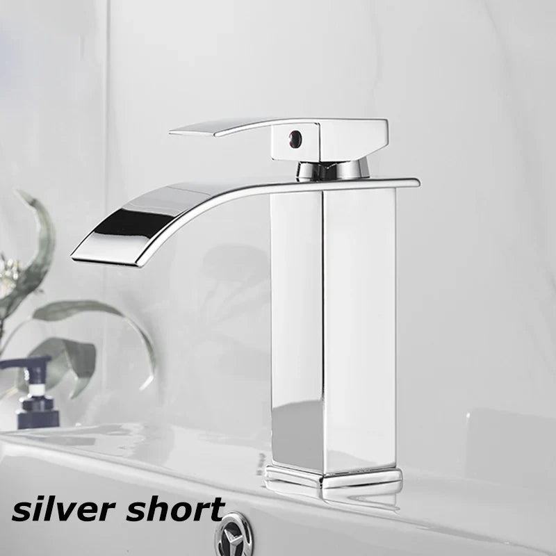Brehn | Wasserfall-Waschtischarmatur Aqualis Noir | Edelstahl | Heiß- & Kaltwasser | Für Bad & Gäste-WC
