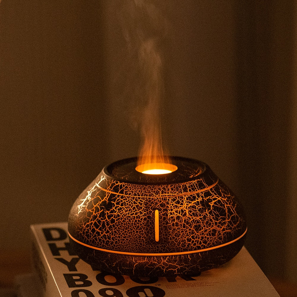 Brehn | Luftbefeuchter Riss Vulkanflamme ätherisches Öl Diffusor Ultraschall Kühlnebel Maker Led ätherisches Öl Lampe Luft Diffusor