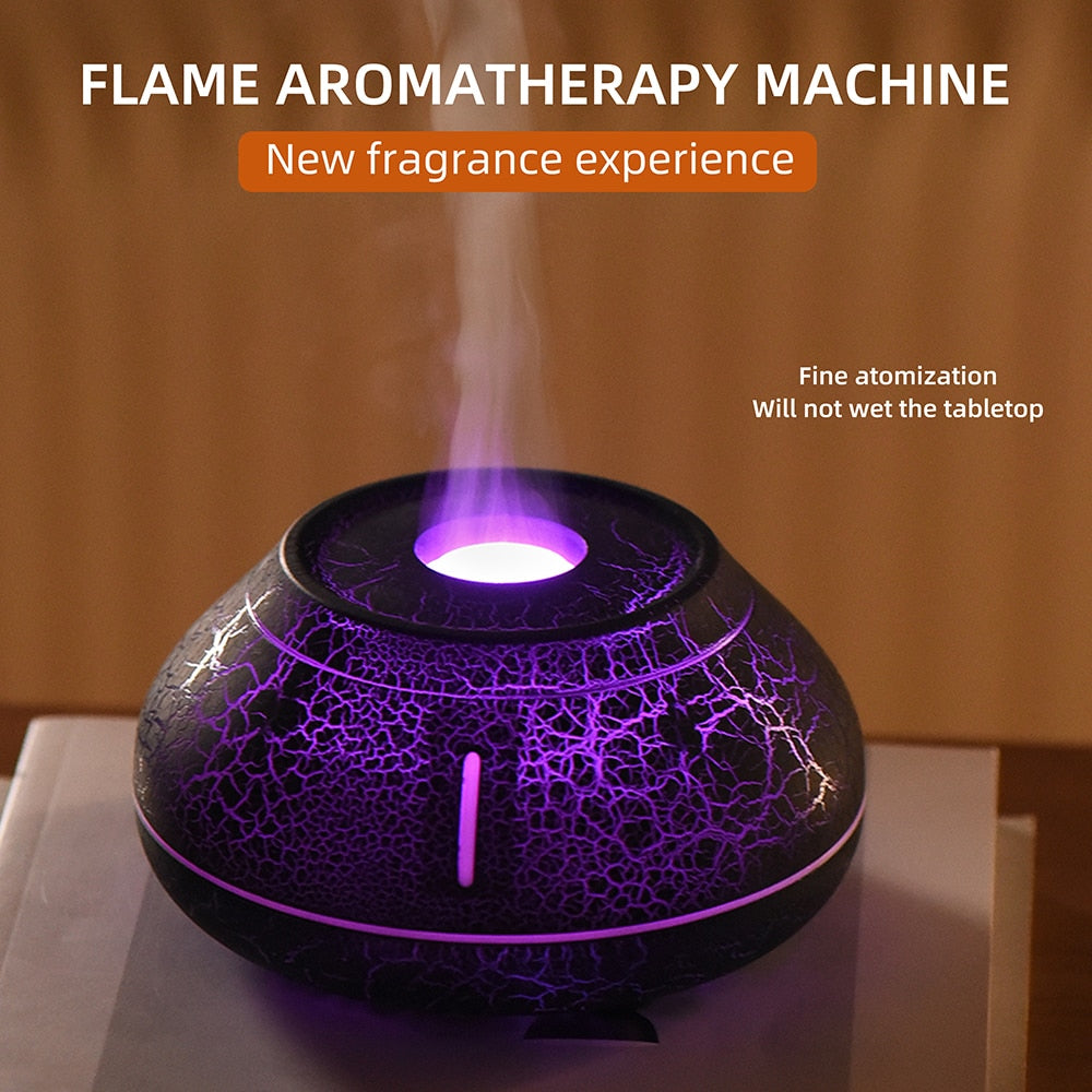 Brehn | Luftbefeuchter Riss Vulkanflamme ätherisches Öl Diffusor Ultraschall Kühlnebel Maker Led ätherisches Öl Lampe Luft Diffusor