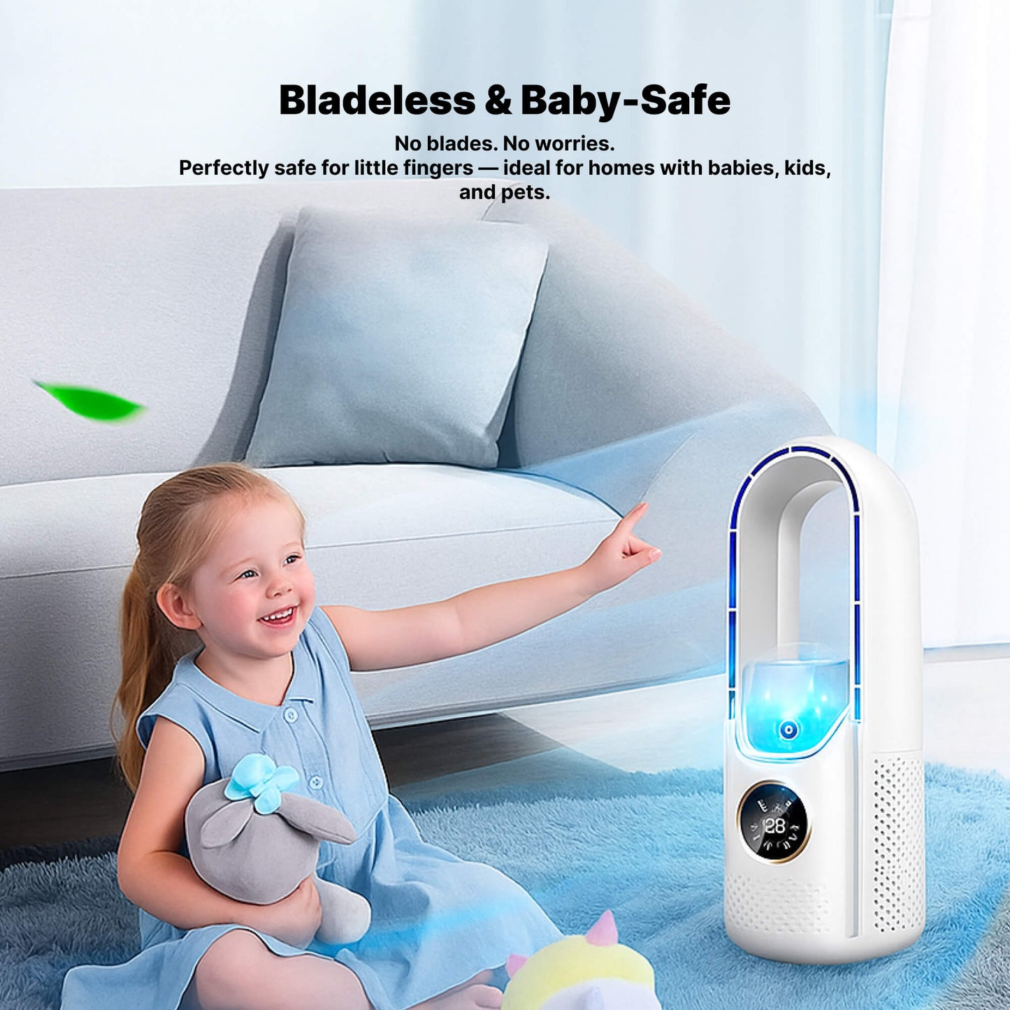 Blade-loser tragbarer Luftkühler | Ultra-leise, ergonomisches Design & ideal für den Einsatz zu Hause und im Büro | Brehn