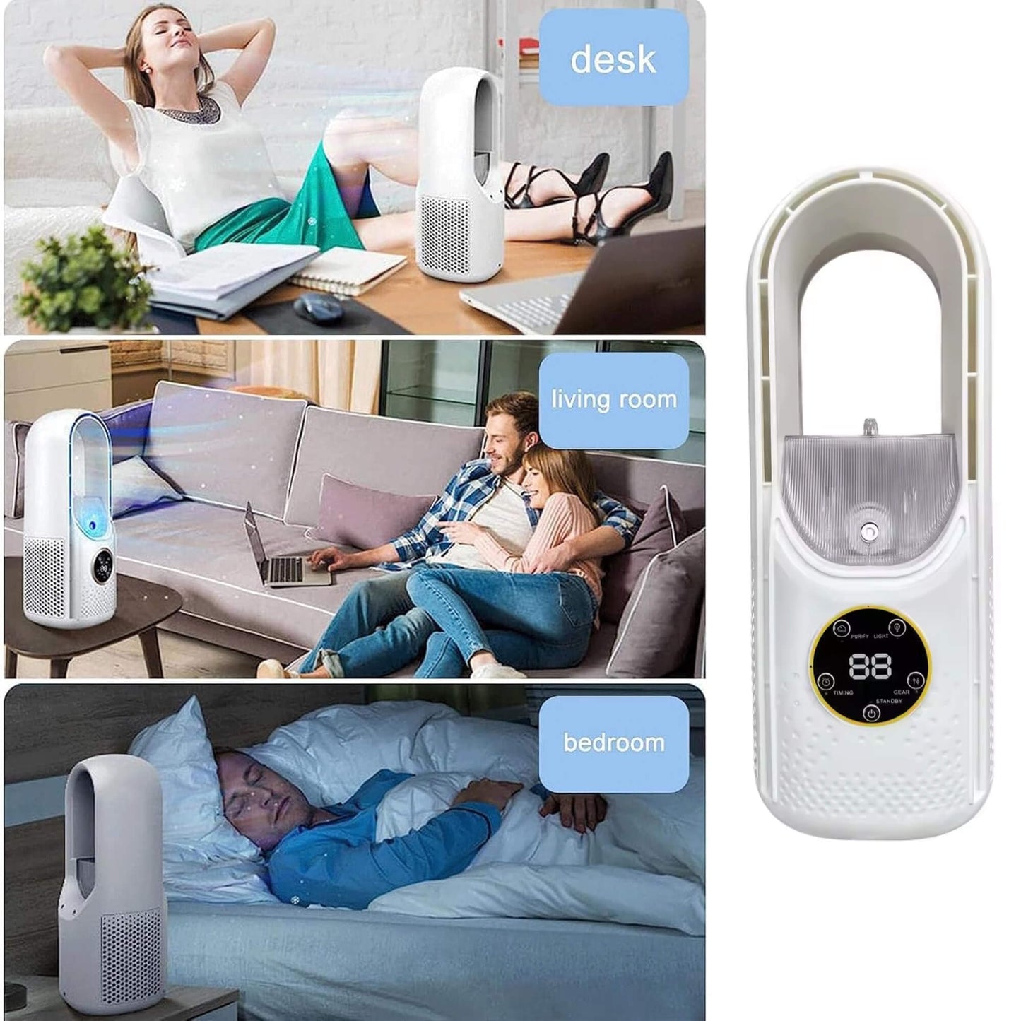Blade-loser tragbarer Luftkühler | Ultra-leise, ergonomisches Design & ideal für den Einsatz zu Hause und im Büro | Brehn