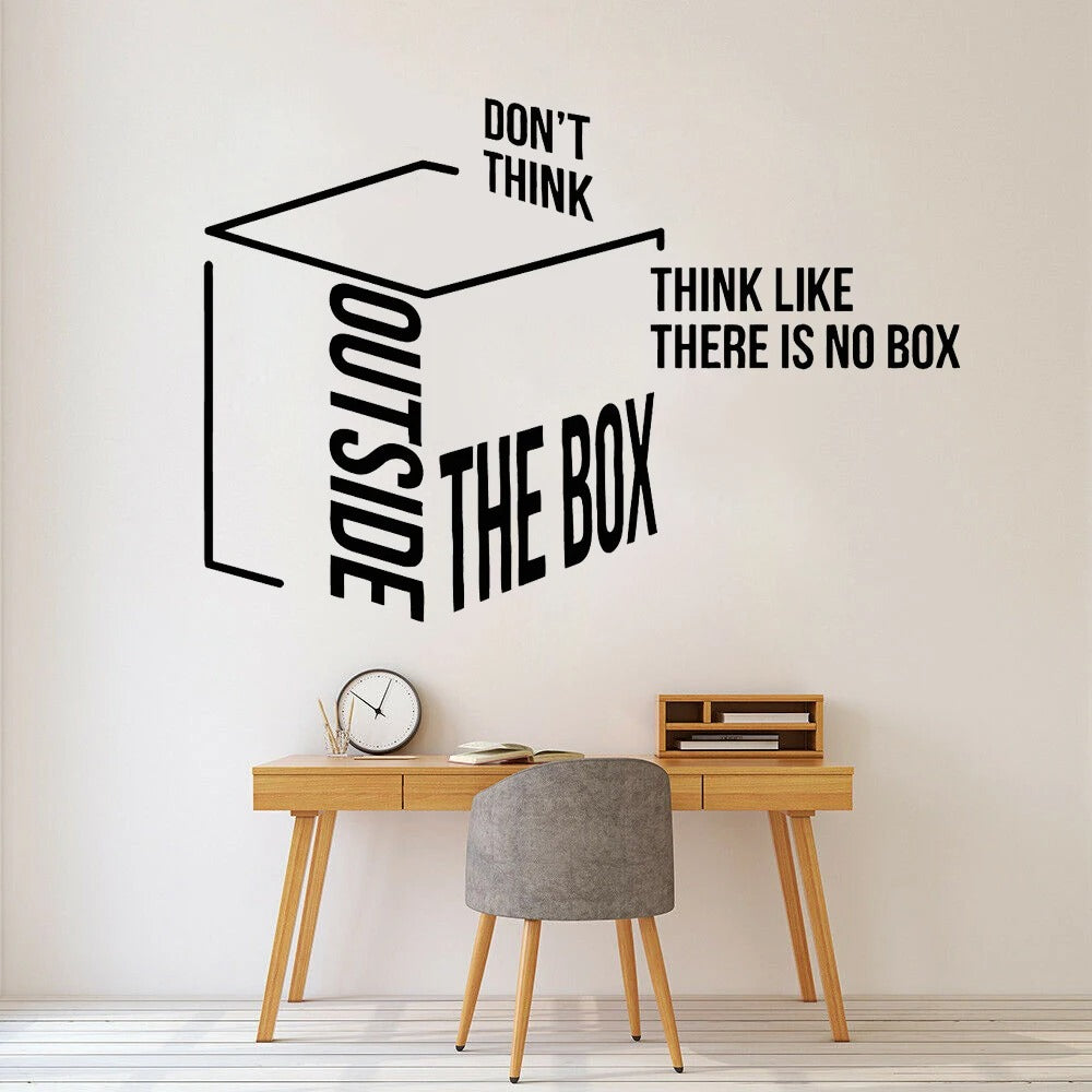 Alternative Denke außerhalb der Box Wandtattoo Motivationszitat für Büro Idee Wandaufkleber abnehmbares Wandbild für inspirierendes kreatives Denken | Brehn