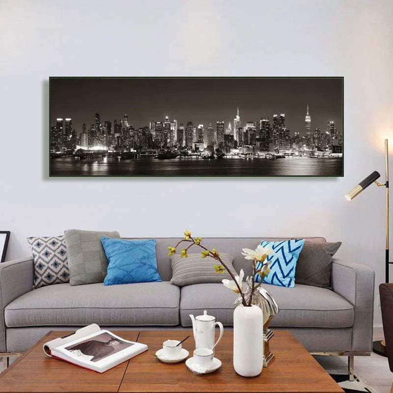 American Nights Stadtlandschaft Wandkunst Fine Art Leinwanddrucke Stadtlichter Poster Breites Format Landschaftsbild Für Über Das Sofa Kunst Für Über Das Bett