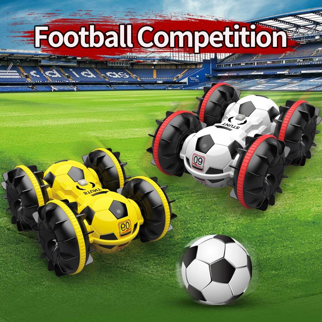 Amphibienauto mit Fernsteuerung, Geländefußball, ferngesteuertes Boot, Poolspielzeug, Geschenk für Jungen und Mädchen