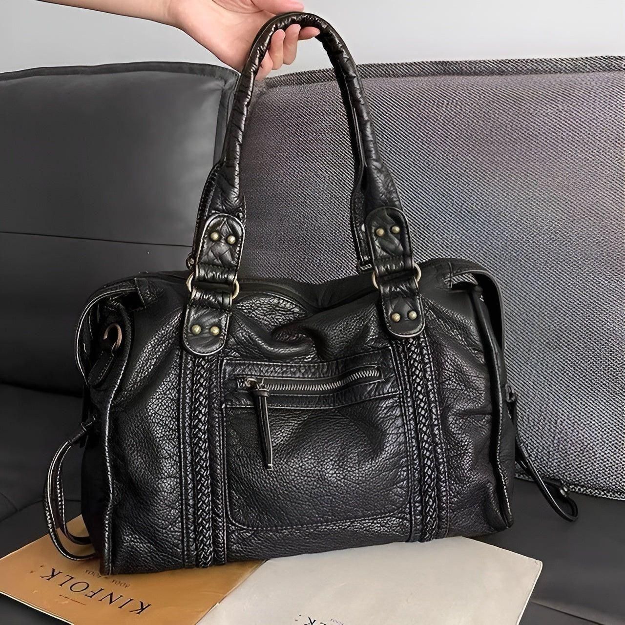 Schultertasche aus echtem Leder – Hochwertig und elegant | Perfekt für den Alltag & Büro | Brehn
