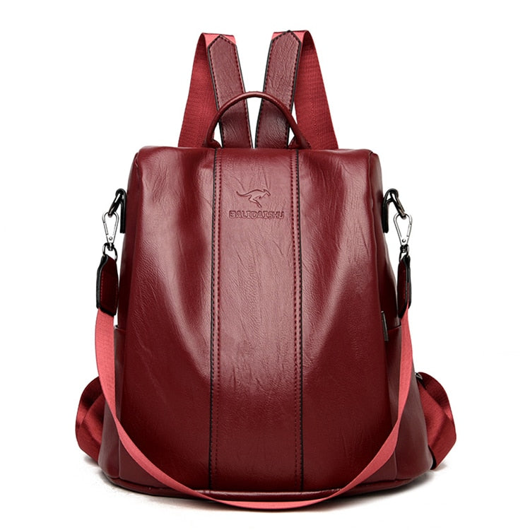 Diebstahlsicherer Lederrucksack für Damen im Vintage-Stil