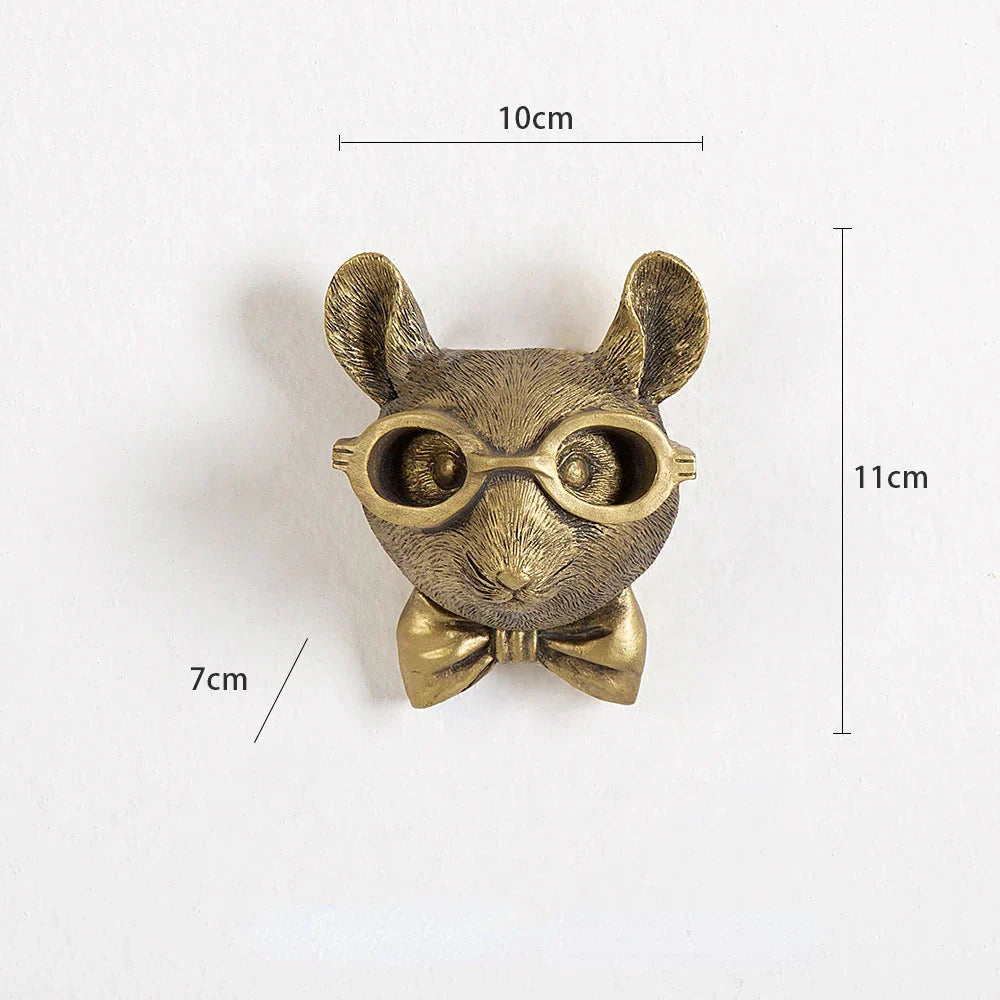 Antiker Tieranhänger aus Kunstharz in Bronzeoptik, goldener Hirschkopf, Wandhaken, Hintergrund-Wandaccessoires, dekorative Figuren