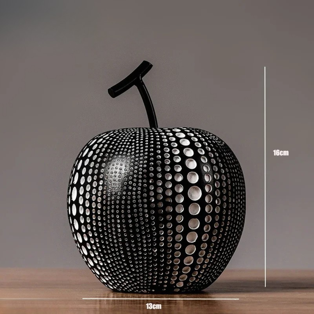 Dekorative MonoApple-Figur – Apfel mit schwarzen und weißen Punkten