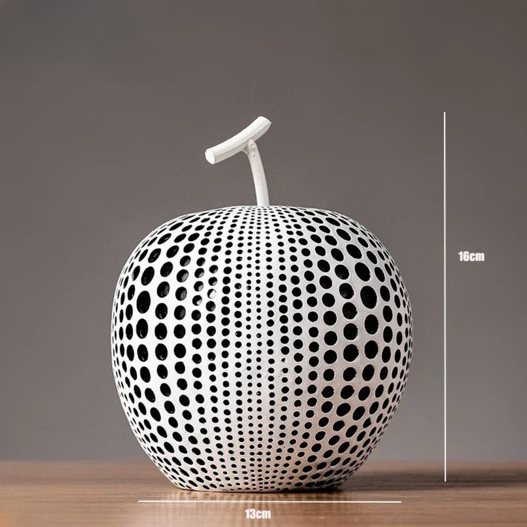 Dekorative MonoApple-Figur – Apfel mit schwarzen und weißen Punkten