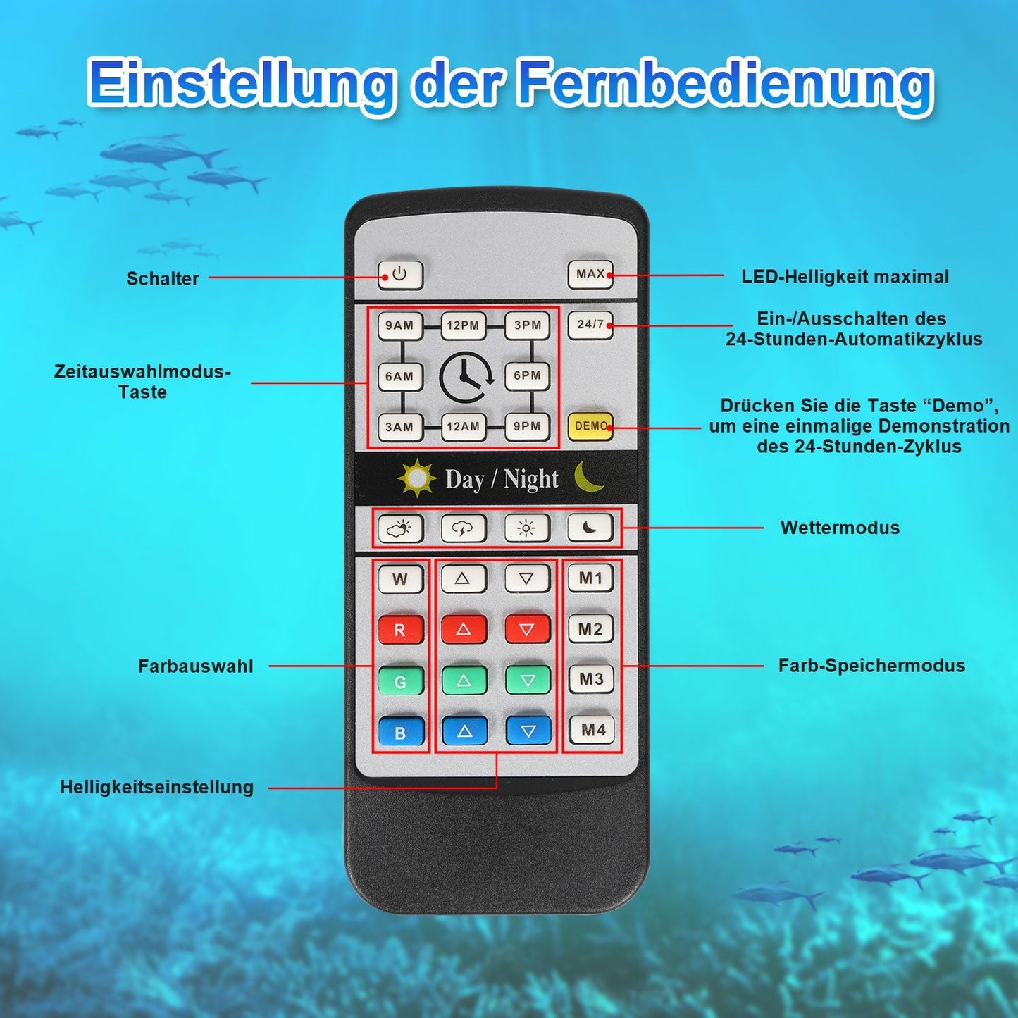 LED Aquarium Beleuchtung 24/7 Modus mit Zeitschaltung | Brehn