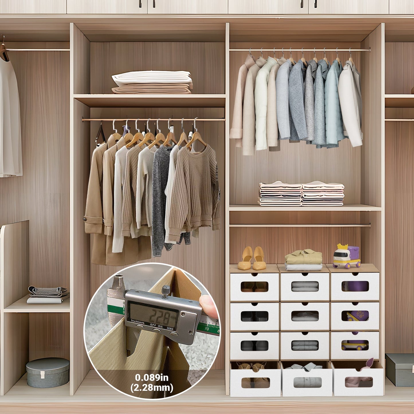 Aufbewahrungsboxen Pappe mit Sichtfenster & Schublade 10er Set | Brehn