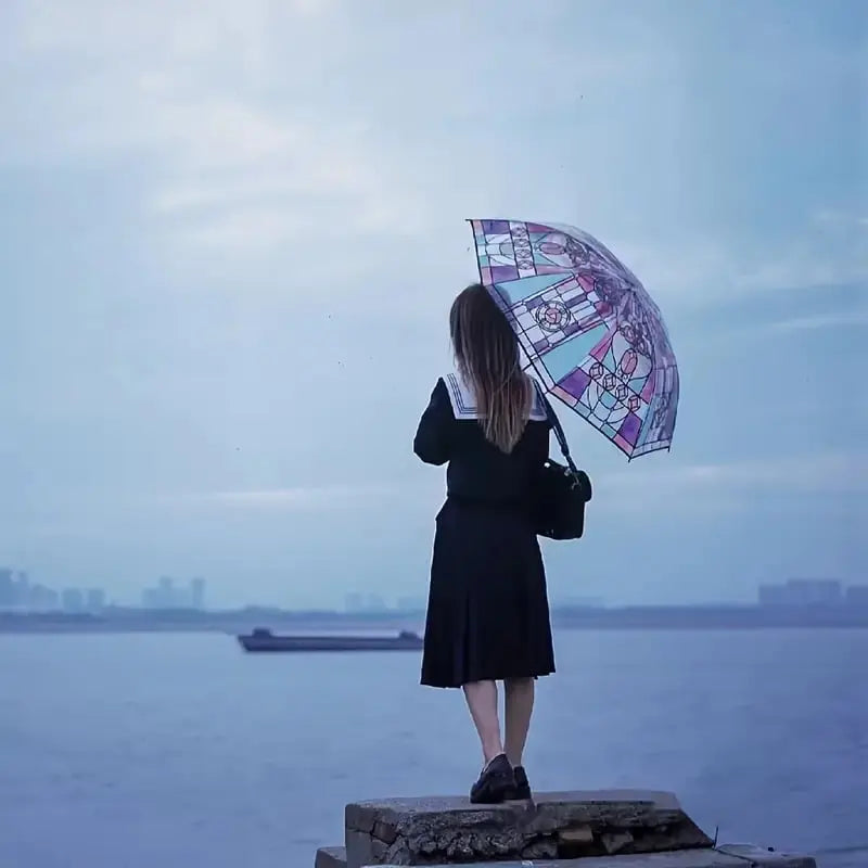 Automatischer Regenschirm im Vintage-Stil – Inspiriert von Poesie & Glaskunst