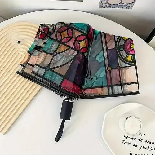 Automatischer Regenschirm im Vintage-Stil – Inspiriert von Poesie & Glaskunst