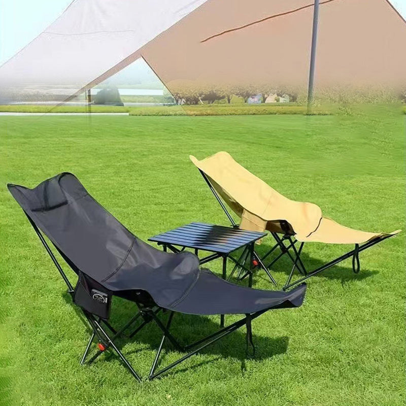 Klappbarer Campingstuhl aus Oxford-Gewebe und Kohlenstoffstahl mit Rückenlehne und Fußstütze für Terrasse und Garten
