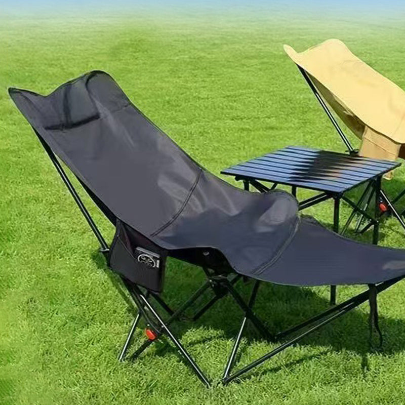Klappbarer Campingstuhl aus Oxford-Gewebe und Kohlenstoffstahl mit Rückenlehne und Fußstütze für Terrasse und Garten
