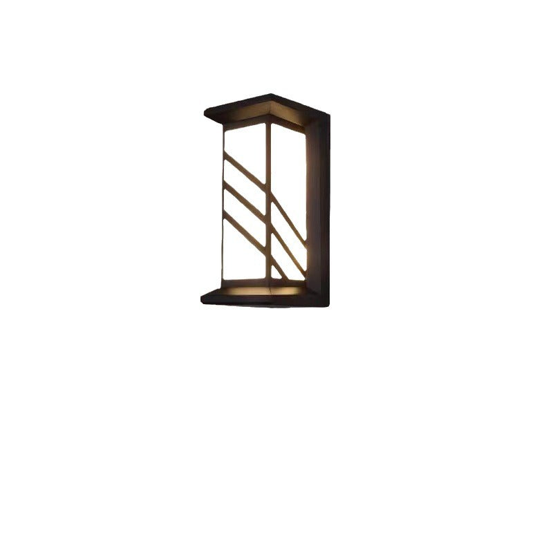 Traditionelle Chinesische Rechteckige Wasserdichte Aluminium Acryl LED Wandlampe Für Außenpatios | Brehn