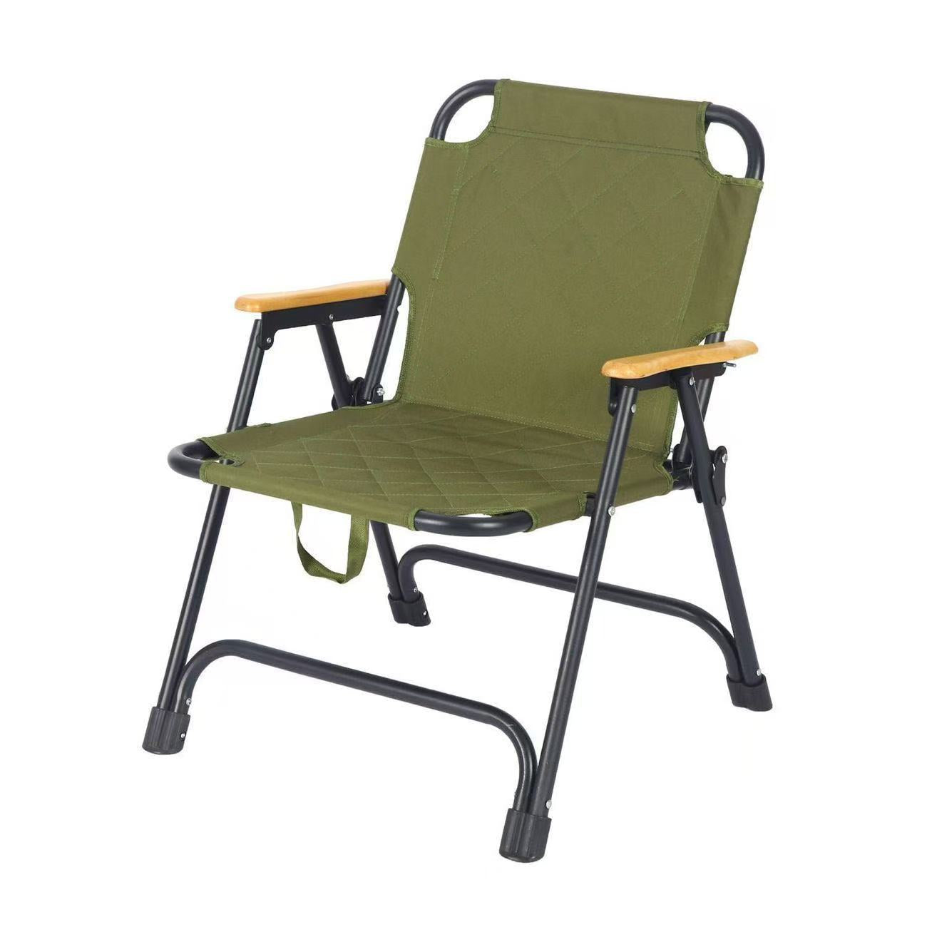 Moderner Minimalistischer Rechteckiger Diamantmuster Carbonstahl Oxford Stoff Buchenholz Klapp-Campingstuhl Rückenlehne Armlehne Für Garten | Brehn