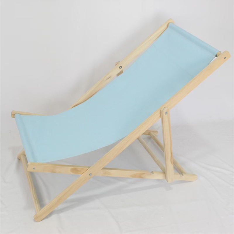 Rechteckiger Outdoor-Strandstuhl aus massivem Kiefernholz mit klappbarer Rückenlehne, bezogen mit Oxford-Gewebe, für den Außenbereich