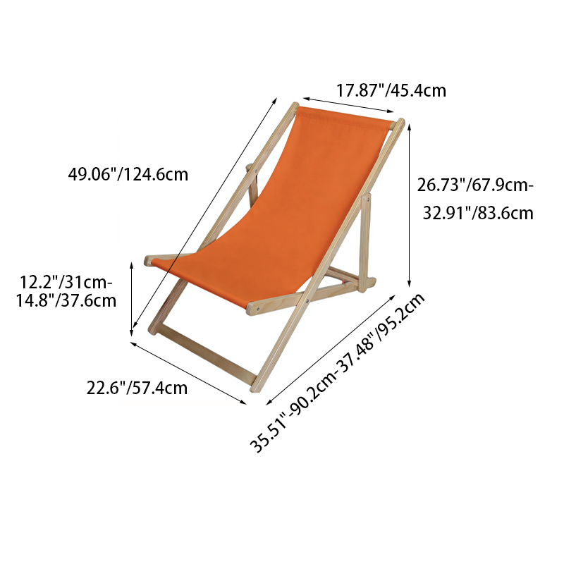 Rechteckiger Outdoor-Strandstuhl aus massivem Kiefernholz mit klappbarer Rückenlehne, bezogen mit Oxford-Gewebe, für den Außenbereich