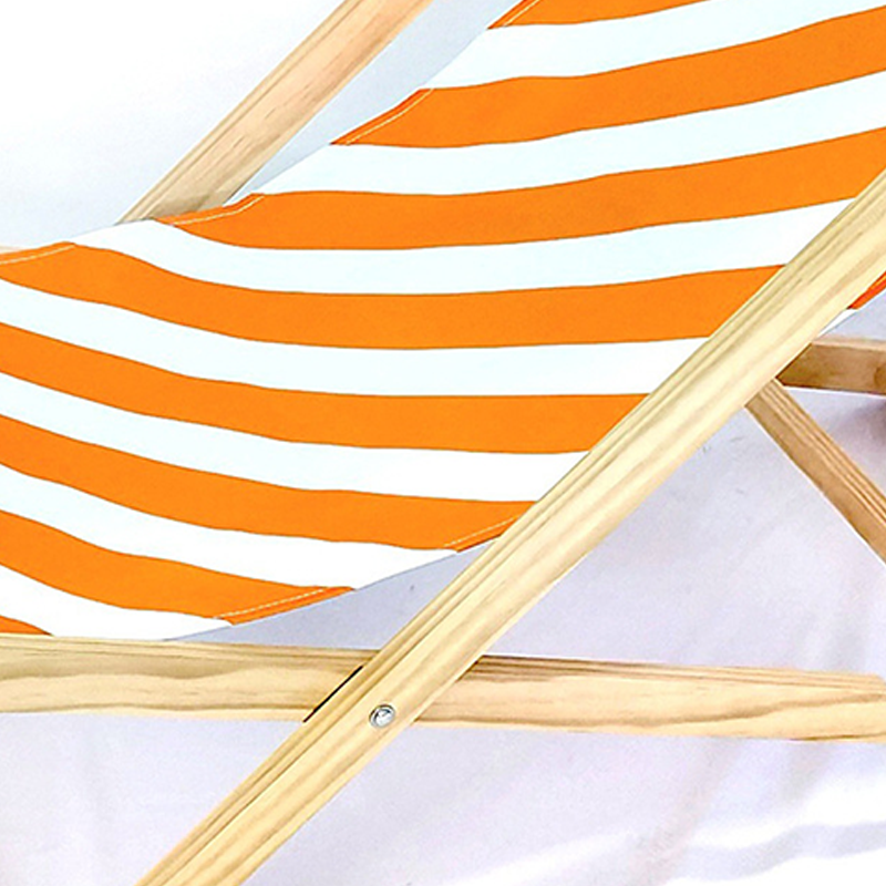 Rechteckiger Outdoor-Strandstuhl aus massivem Kiefernholz mit klappbarer Rückenlehne, bezogen mit Oxford-Gewebe, für den Außenbereich