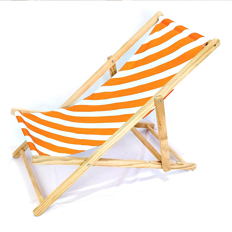 Moderner minimalistischer rechteckiger Oxford-Stoff solider Kiefernholz Outdoor-Strandstuhl faltbarer Liegestuhl mit Rückenlehne für den Außenbereich | Brehn